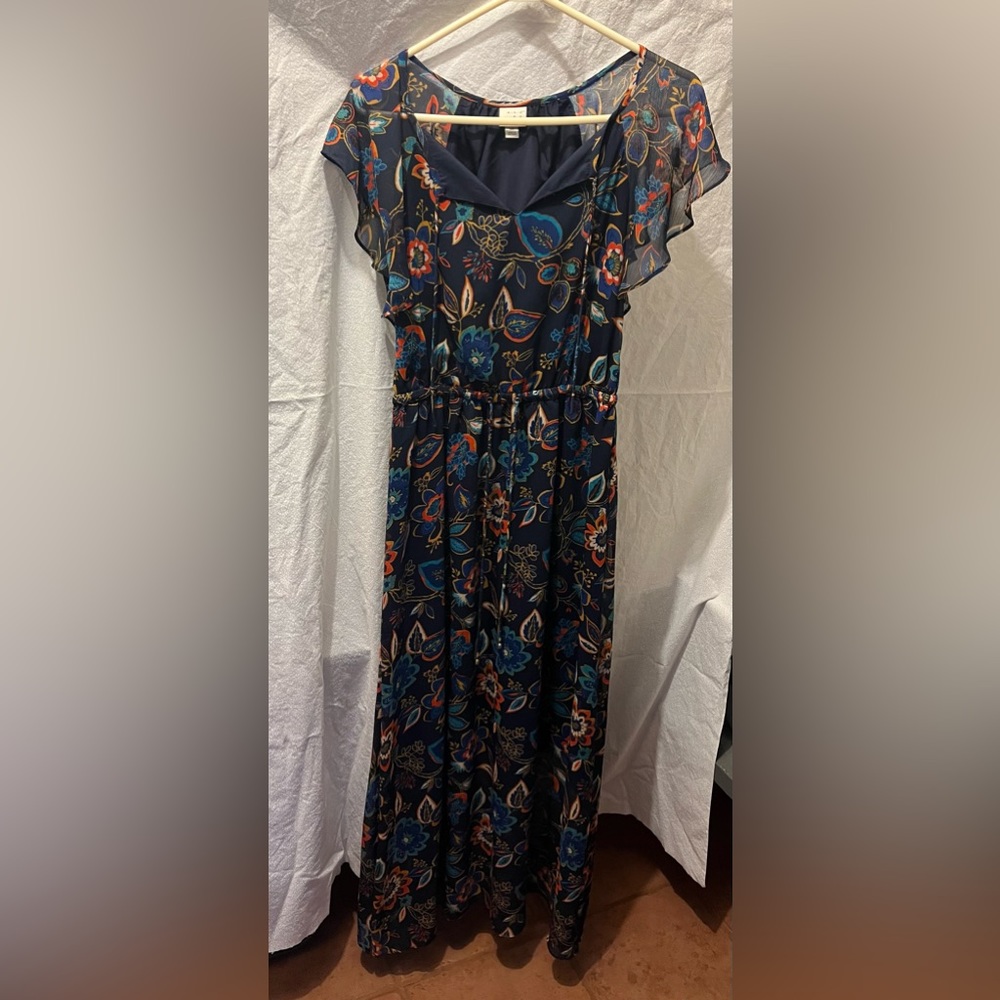 Long floral chiffon dress
